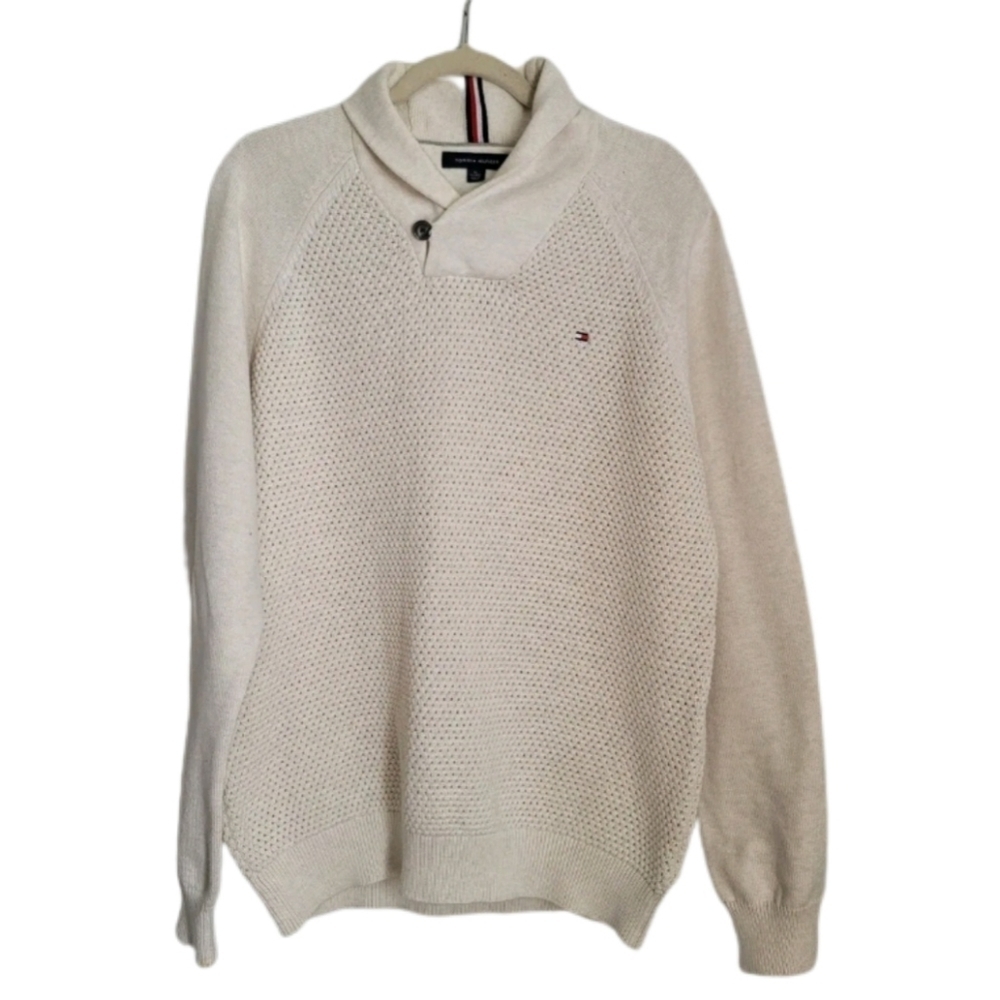 Tommy Hilfiger Sweater Mens XL Beige Long Sleeve Pullover